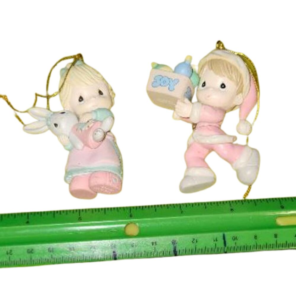 Share T2 Lot of 2 Vintage Precious Moments Resin Holiday Christmas Ornaments